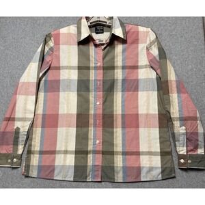 Allison Daley Women's Pink/Gray Plaid Button Up Shirt Size 10